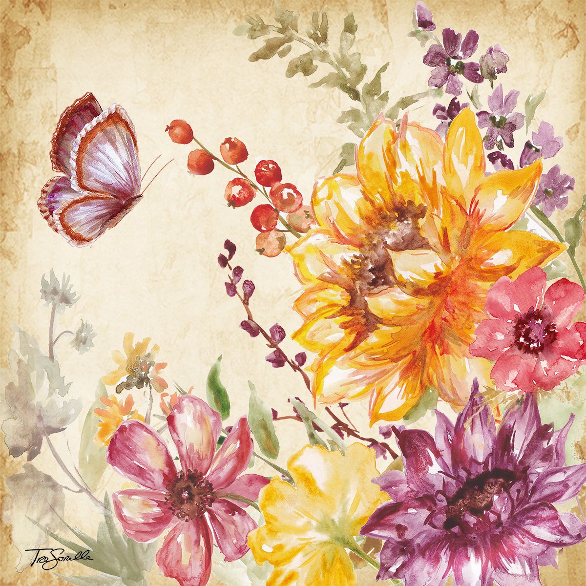 Wild Sunflower Meadow Square Gallery Wrapped Canvas 3