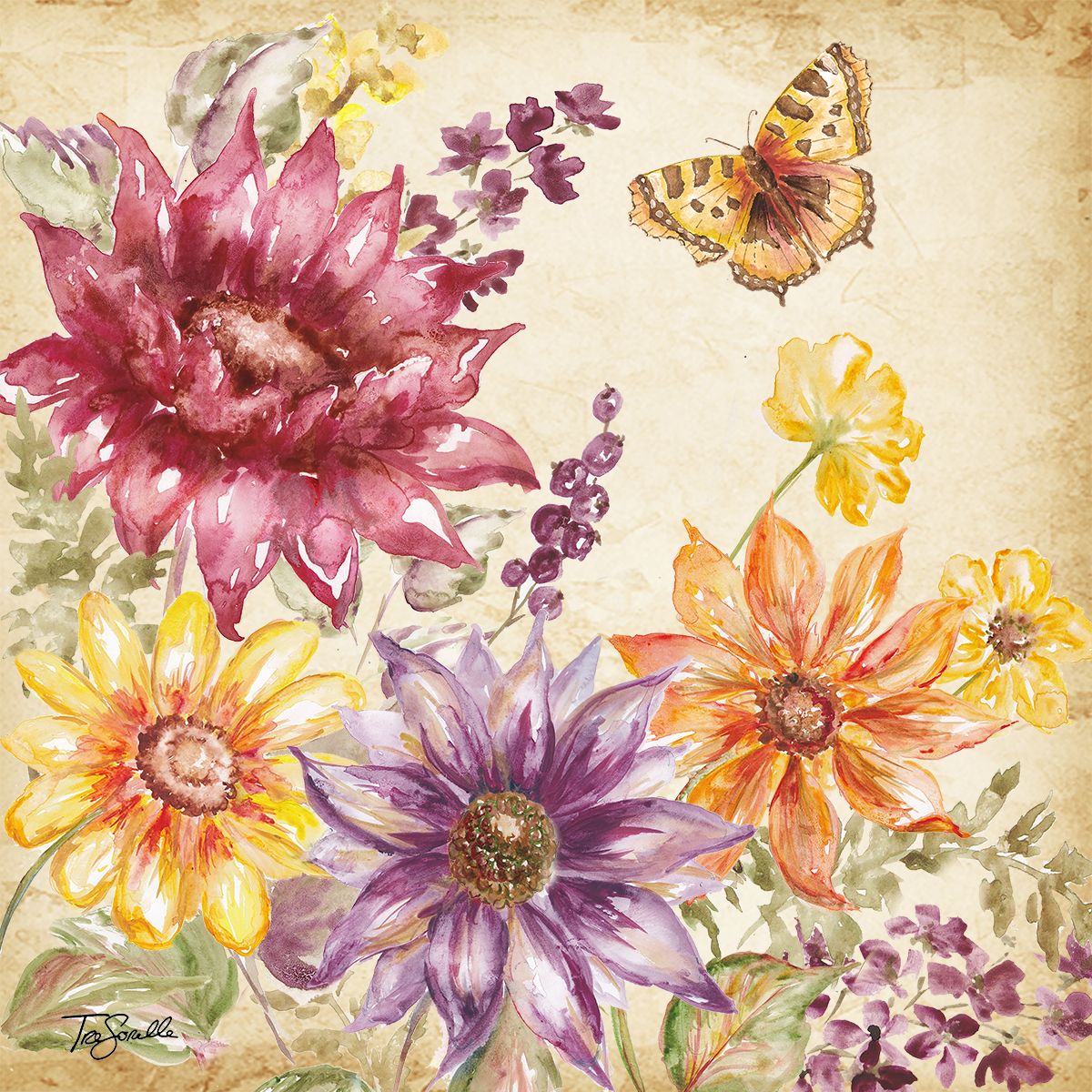 Wild Sunflower Meadow Square Gallery Wrapped Canvas 4