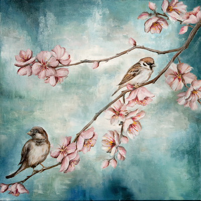 Sparrows and Blossoms 2