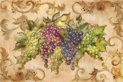 &quot;Grape Scroll Swag&quot; Printed tile Mural