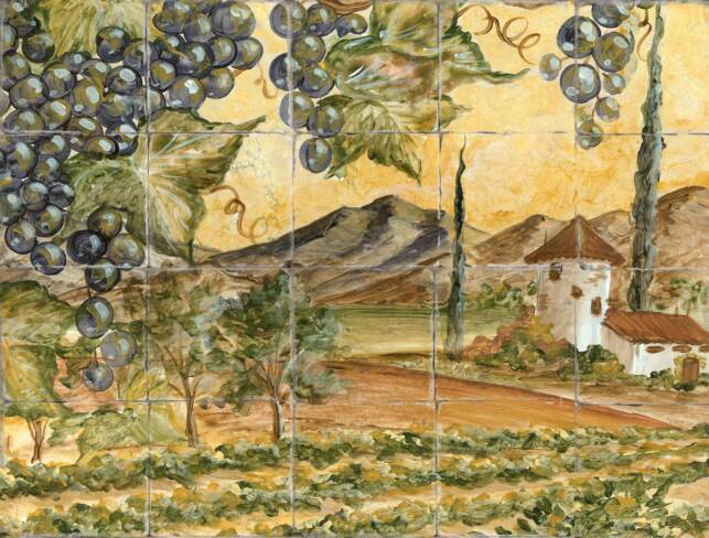 &quot;Riserva Vineyard&quot; Printed Tile Mural