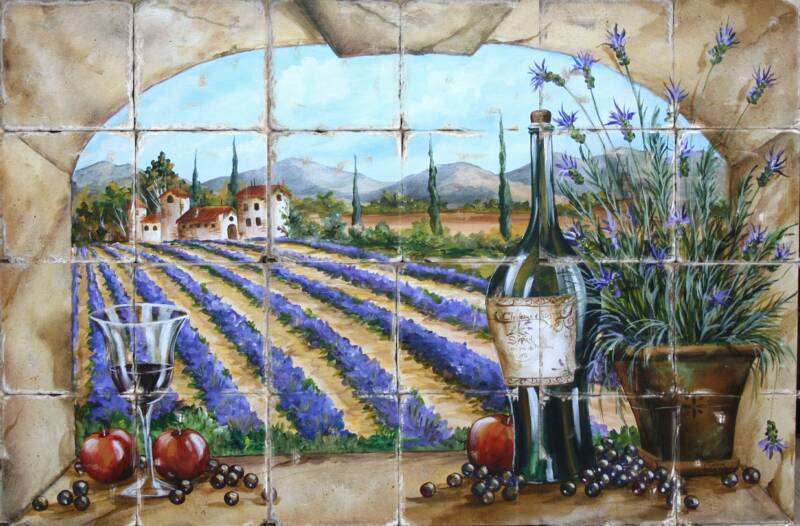 &quot;Lavender Fields&quot; Printed Tile Mural