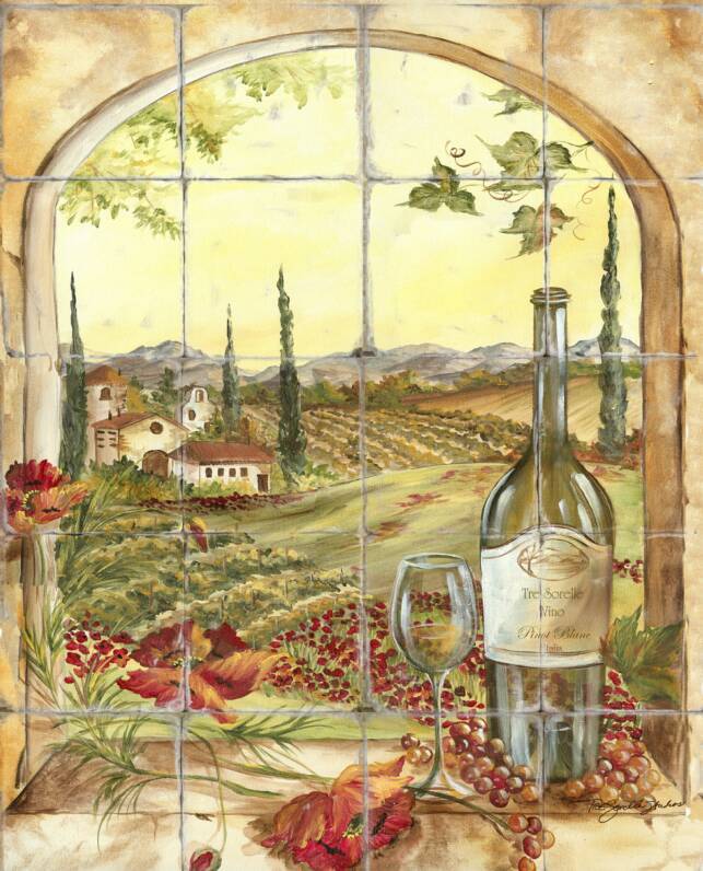 &quot;Tuscan View 2&quot; Printed tile mural