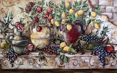 &quot;Tuscan Fruit&quot; Printed Tile mural