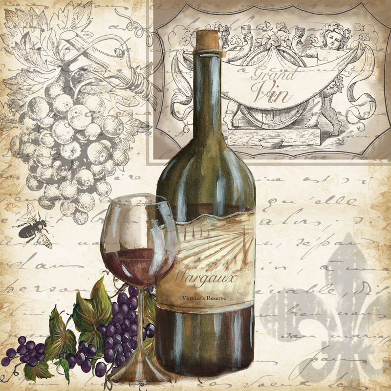 &quot;Wine Square 1&quot; Printed Accent Tile