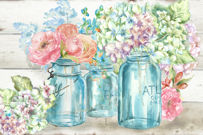 Colorful Flowers in Mason Jars