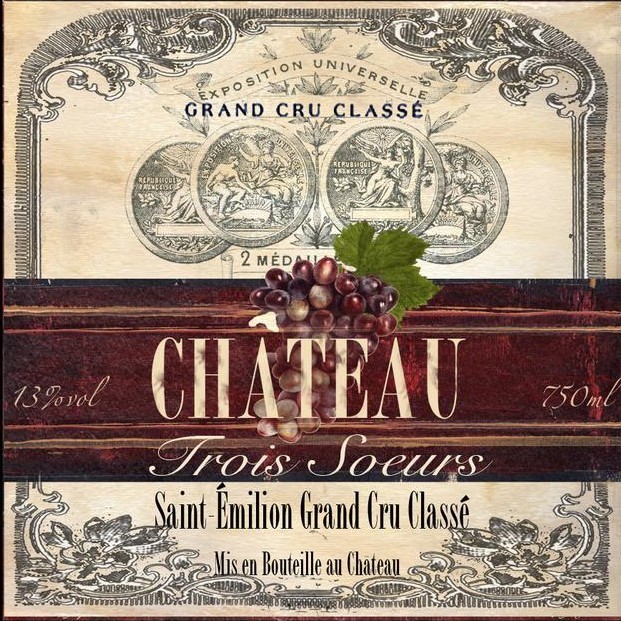 &quot;Grand Vin Wine Label (Cream)&quot; Printed Accent Tile