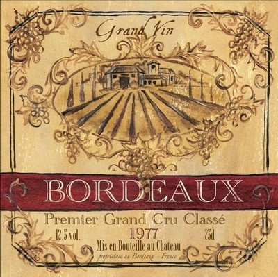 &quot;Grand Vin Wine Label (Gold)&quot; Printed Accent Tile