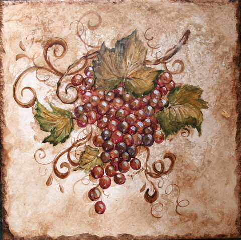 &quot;Baroque Grape Cluster 2&quot; Printed Accent Tile