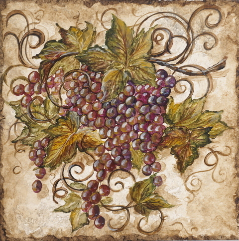 &quot;Baroque Grape Cluster 3&quot; Printed Accent Tile