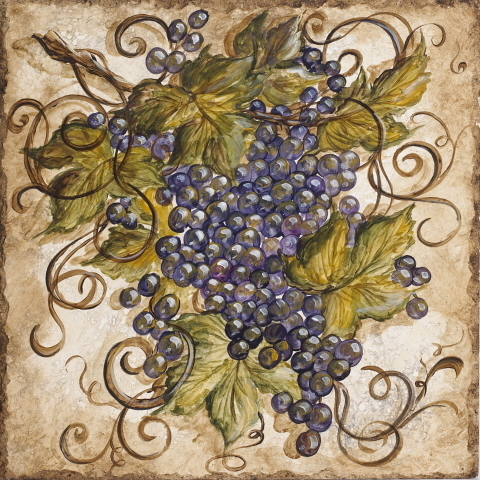 &quot;Baroque Grape Cluster 4&quot; Printed Accent Tile