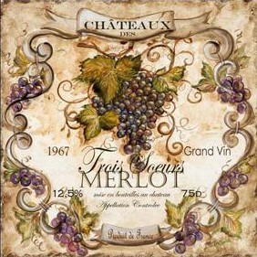 &quot;Wine Label Set 4 of 4 &quot; Printed Accent Tile