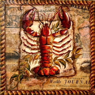 &quot;Red Lobster Deco&quot; Printed Accent Tile