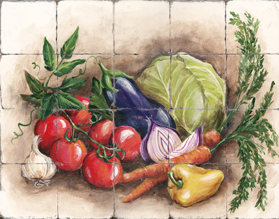 &quot;Vegetable Still Life&quot; Printed tile Mural
