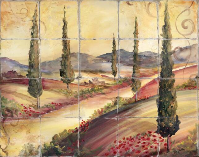 &quot;Cypress Sunset&quot; Printed Tile Mural