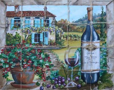 "French Farmhouse" Printed Tile Mural "French Farmhouse" Printed Tile Mural