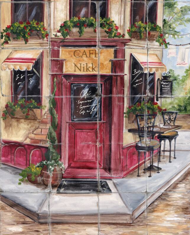 &quot;French Bistro 1&quot; Printed Tile mural