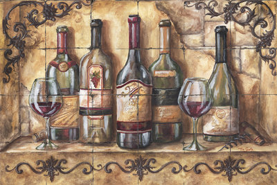 &quot;Wine Shelf&quot; Printed Tile Mural