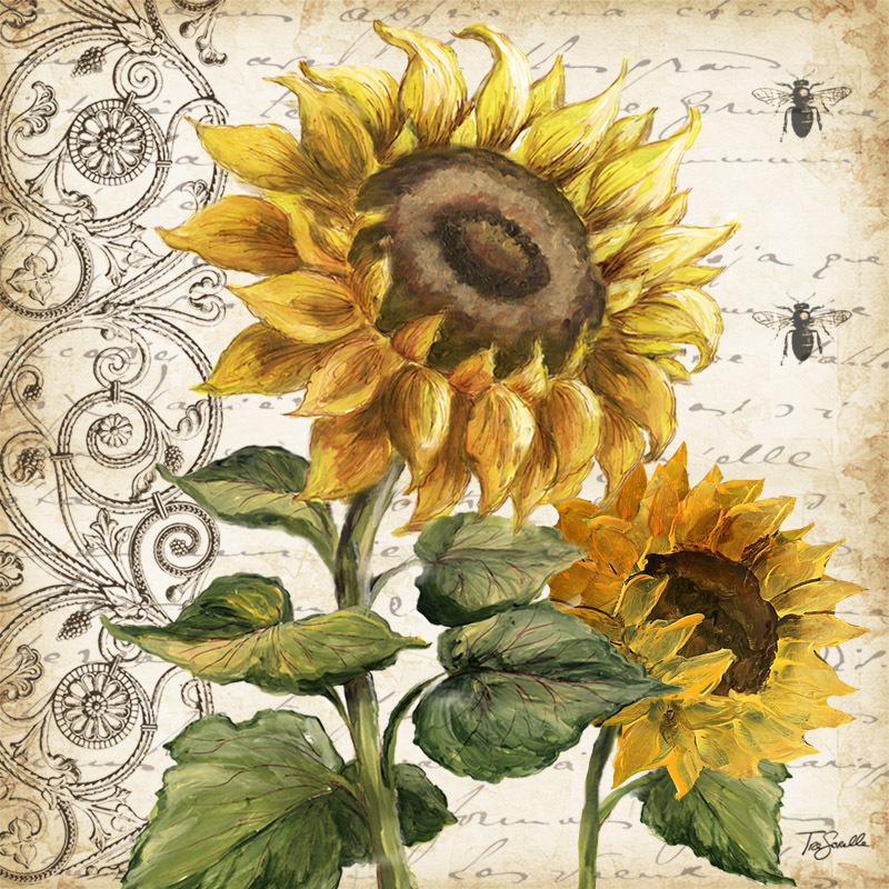 &quot;Sunflower Square&quot; Printed Accent Tile