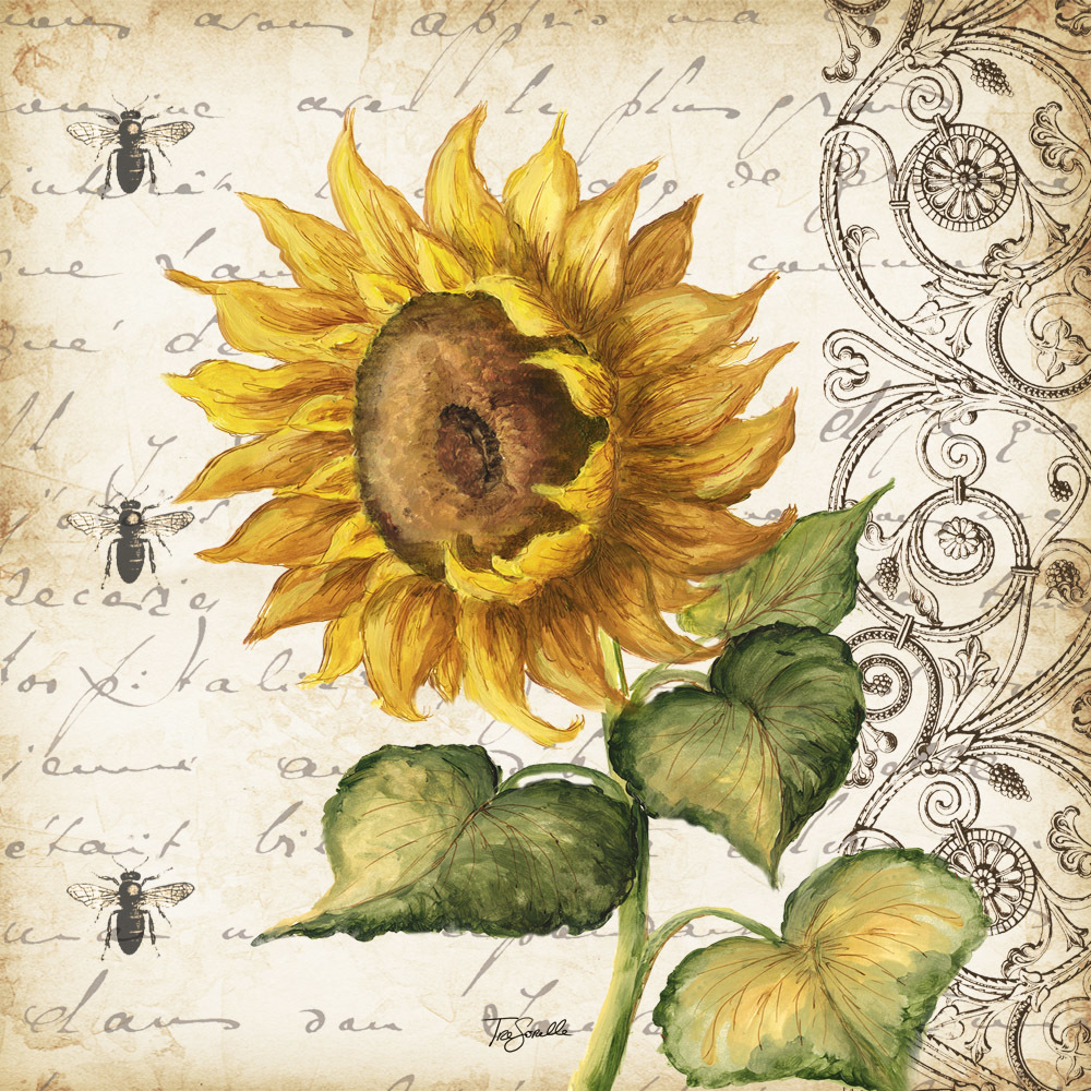 &quot;Sunflower Square&quot; (2) Printed Accent Tile