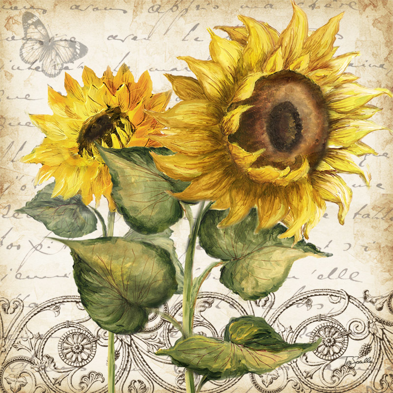 &quot;Sunflower Square&quot; (3) Printed Accent Tile
