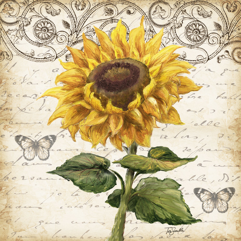 &quot;Sunflower Square&quot; (4) Printed Accent Tile