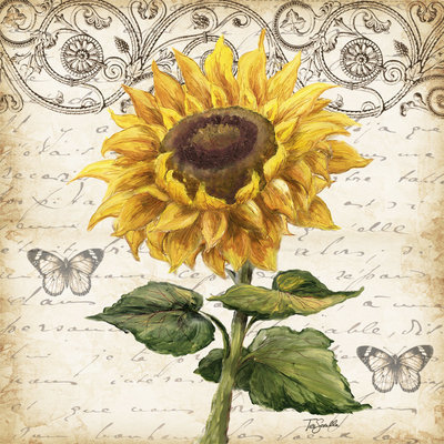 "Sunflower Square" (4) Printed Accent Tile "Sunflower Square" (4) Printed Accent Tile