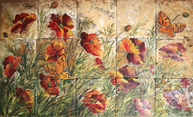 &quot;Poppy Meadow&quot; Tile Mural
