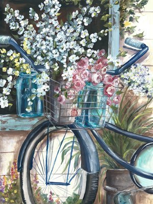 Vintage Bike with Blossoms in Mason Jars
