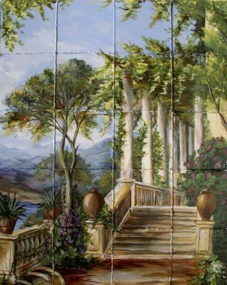 &quot;Italian Pergola&quot; Hand Painted Tile Mural