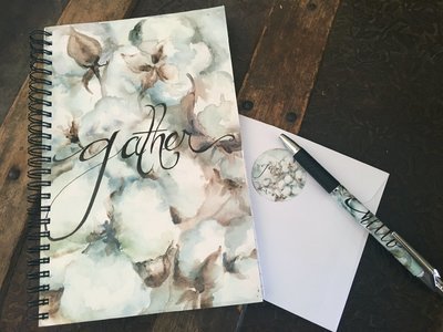Cotton Boll &quot;Gather&quot; Watercolor Notebook and Pen Set