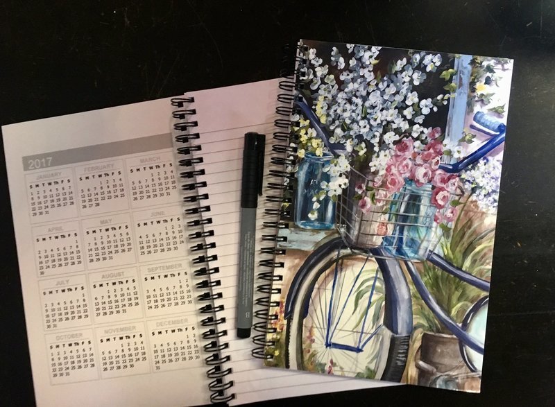 Vintage Bike with Blossoms in Mason Jars Spiral Bound Notebook
