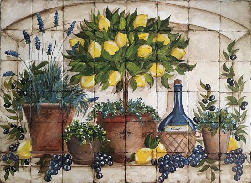 Lemons and Lavender Tile Mural