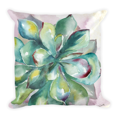 Watercolor Succulent Pillow 1