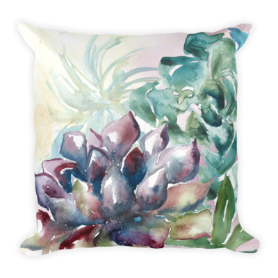Watercolor Succulent Pillow 6