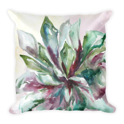 Watercolor Succulent Pillow 2