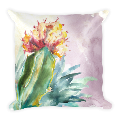 Watercolor Succulent Cactus Pillow