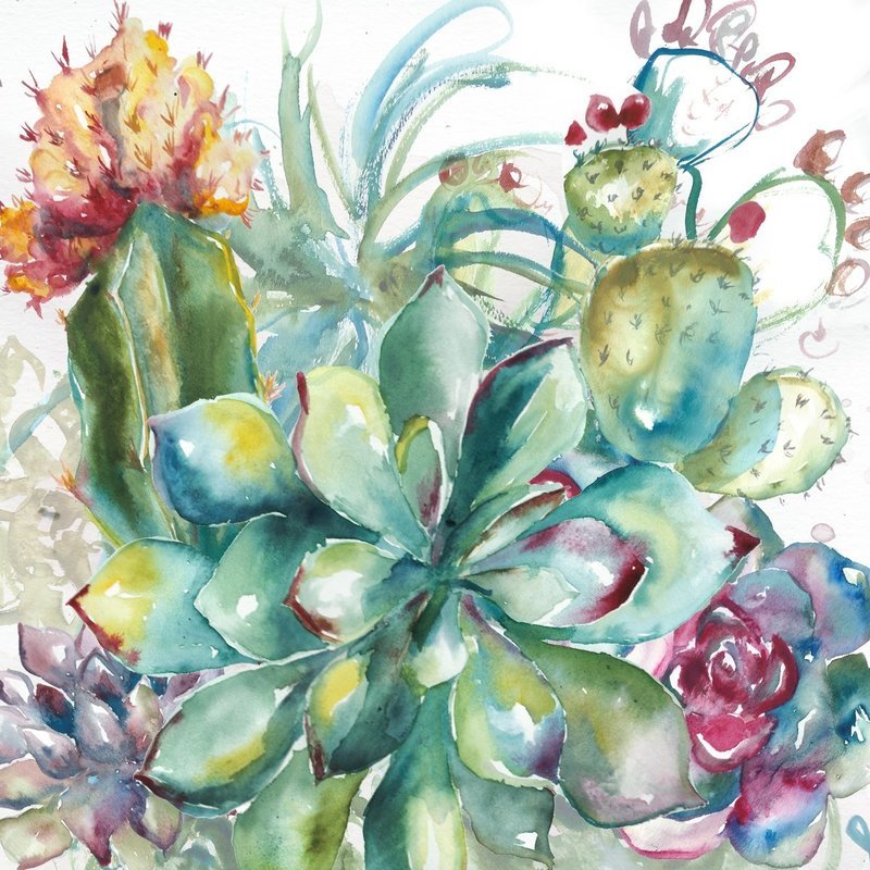 Watercolor Succulent Garden 1