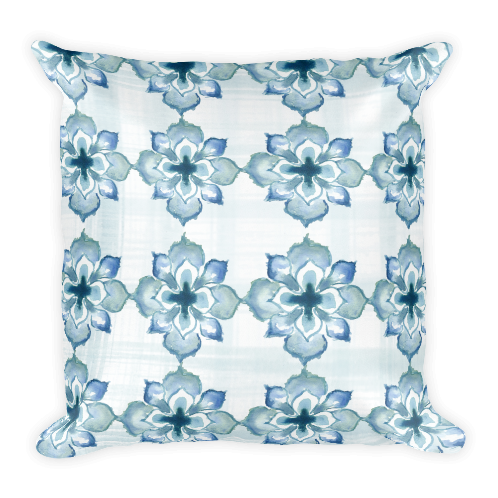 Watercolor Succulent Artisanal Medallion Pattern Pillow 2