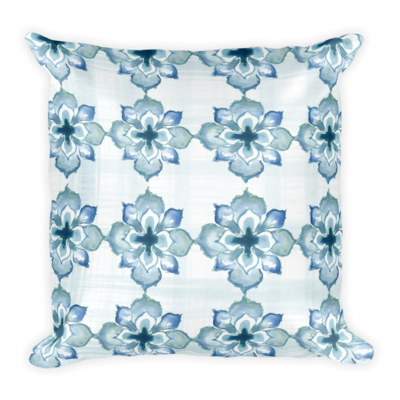 Watercolor Succulent Artisanal Medallion Pattern Pillow 2