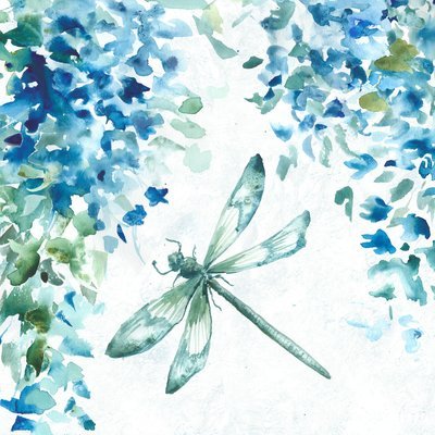 Watercolor Wisteria and Dragonfly
