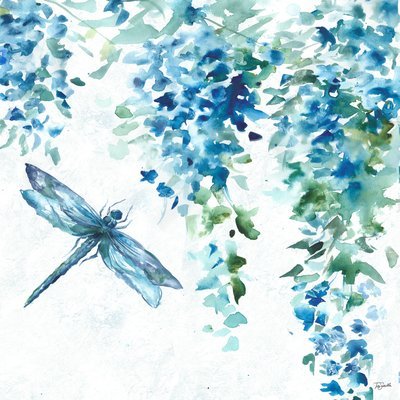Watercolor Wisteria and Dragonfly 2