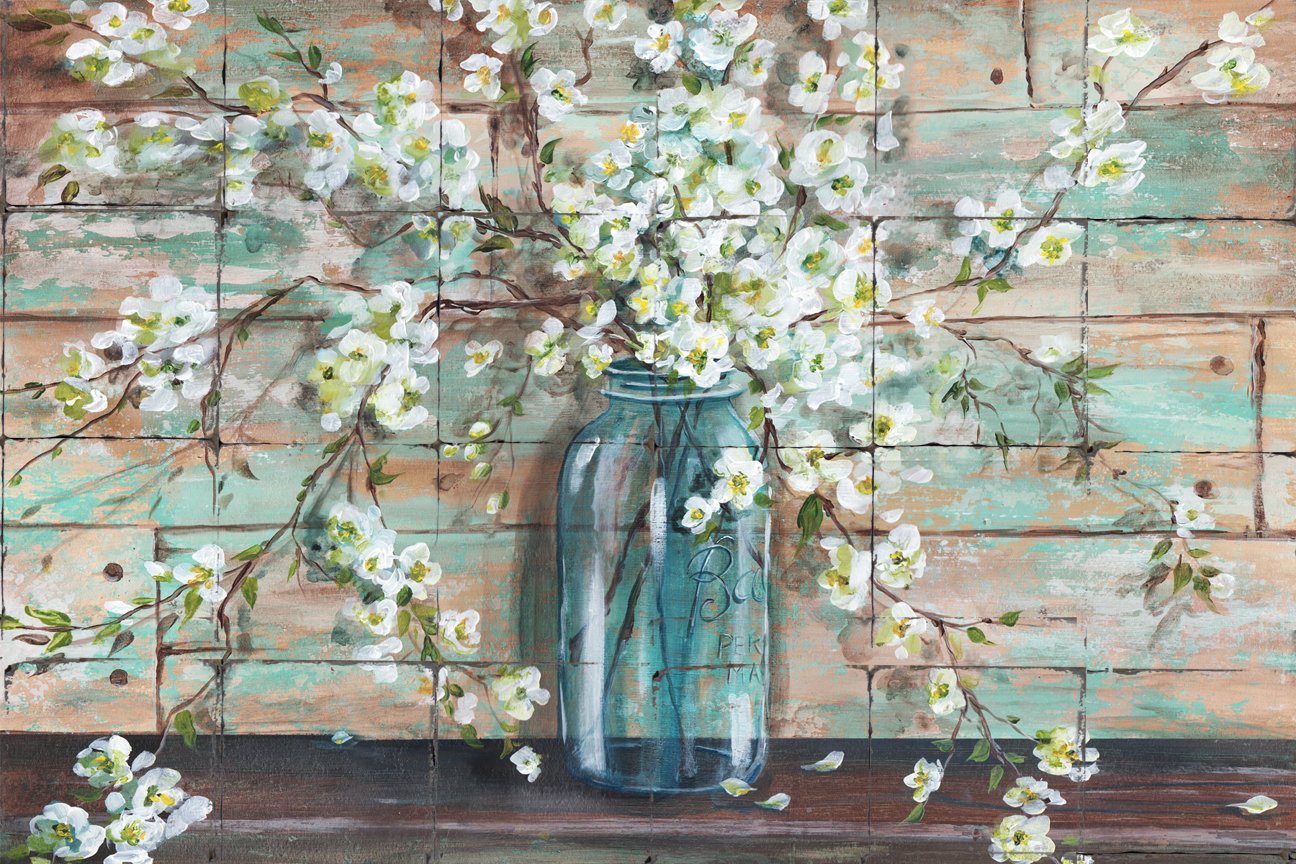 &quot;Blossoms in a Mason Jar&quot; Printed Tile Mural