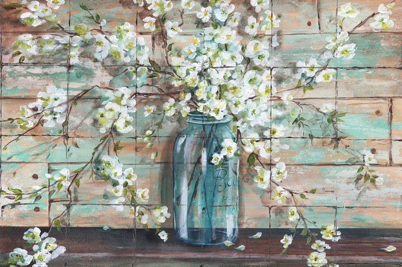 &quot;Blossoms in a Mason Jar&quot; Printed Tile Mural