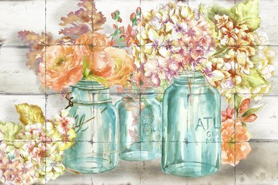 "Autumn Colorful Blooms in a Mason Jars" Printed Tile Mural "Autumn Colorful Blooms in a Mason Jars" Printed Tile Mural