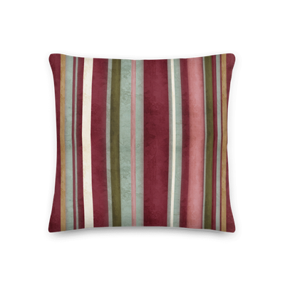 Winter Joy Poinsettia Stripe Accent Throw Pillow
