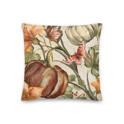 Elegant Pumpkin Vines Decorative Throw Pillow-Ivory Background II