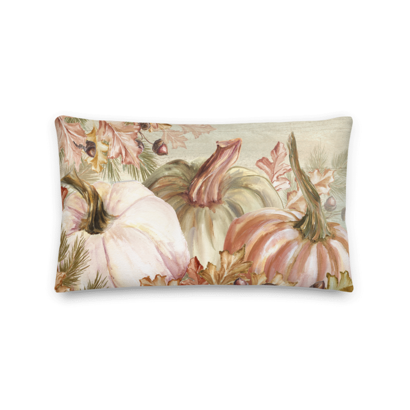 October Symphony Three Pumpkins Decorative Throw Pillow 22"x12"