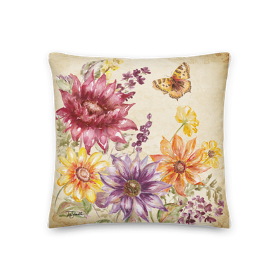 Wild Sunflower Meadow Square 4 Premium Pillow