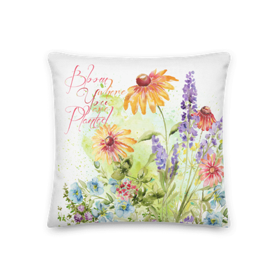 Herb Blossom Meadow-Bloom Where You Are Planted Throw Pillow